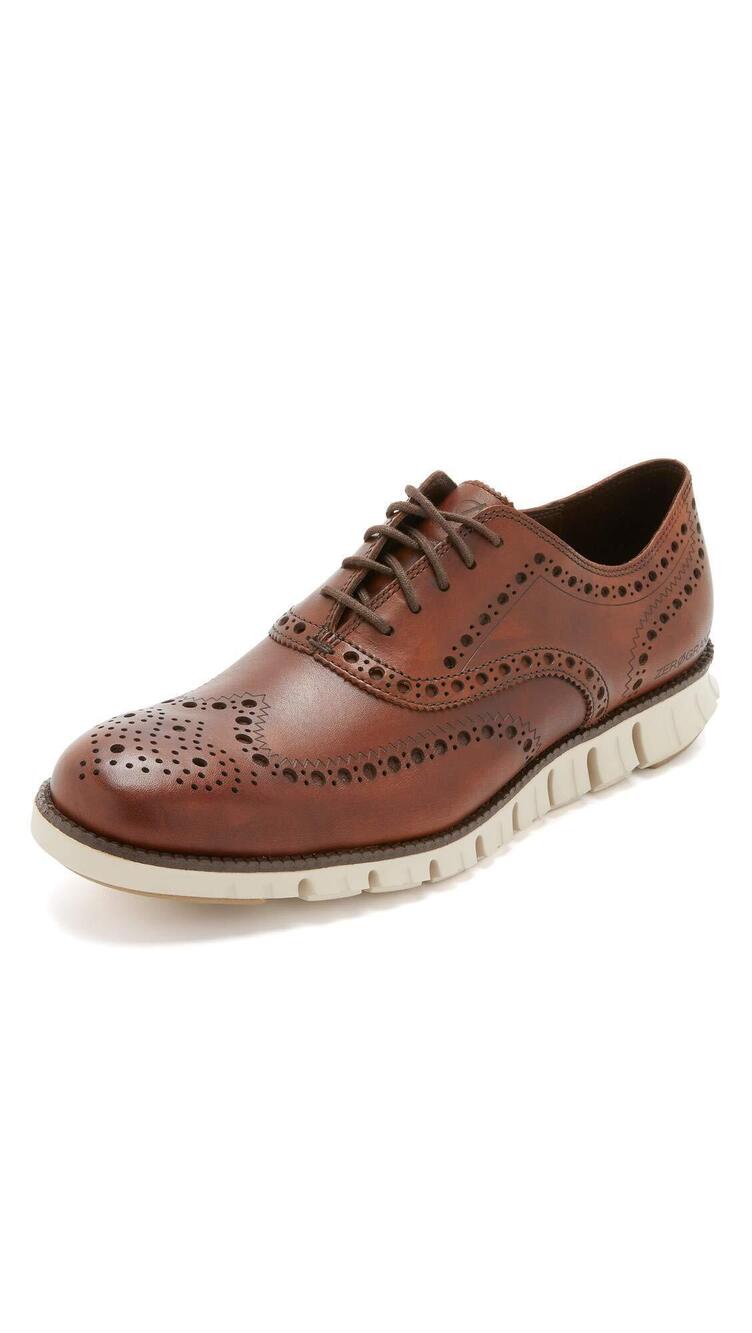 Cole Haan mens Zerogrand Wingtip Oxford, British Tan Closed Holes, 11.5 Wide US